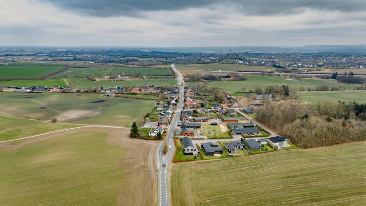 Luftfoto af Øster Bording.  Øster Bording luftfoto